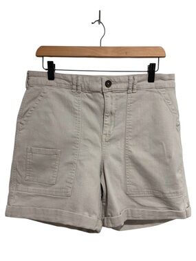 Anne Klein Women’s Beige Roll-Hem Shorts Cotton Blend